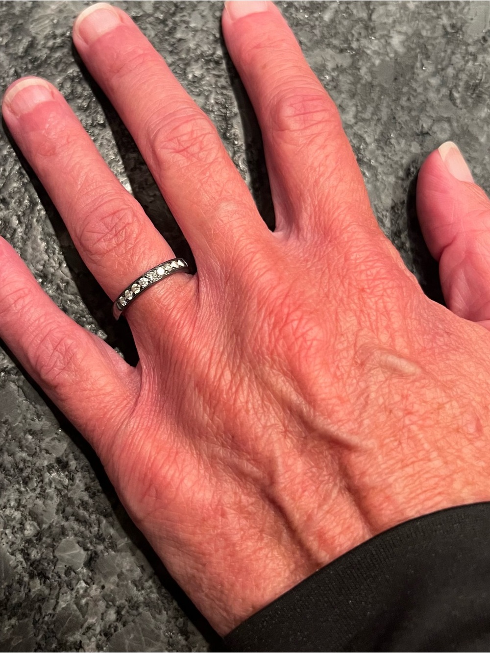 Black Titanium Lab Grown Diamond Eternity Band - Picture 7 of 8